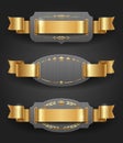Metal frames with golden decor and ribbons Royalty Free Stock Photo