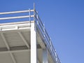 METAL FRAMEWORK WITH SAFETY ANTI-FALL PARAPETS ON CONSTRUCTION SITE - Symbol of worker protection, Royalty Free Stock Photo