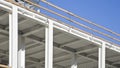 METAL FRAMEWORK WITH SAFETY ANTI-FALL PARAPETS ON CONSTRUCTION SITE - Symbol of worker protection, Royalty Free Stock Photo