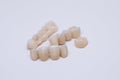 Metal Free Ceramic Dental Crowns. Dental bridge isolated on wite made of ceramic porcelain. Aesthetic restoration of