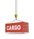 Metal freight shipping containers on the hooks