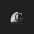 Metal G Letter Logo Illustration Template. Abstract techno half negative space style