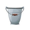 Metal garden bucket with wooden handle. Tin bucket.