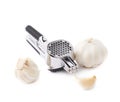 Metal garlic masher isolated over the white background Royalty Free Stock Photo