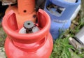 Gas bottles seen outside a factory having been used for heating.