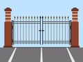 Metal gate flat vector illustration