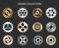 Metal gears or clock cogwheels icons Royalty Free Stock Photo