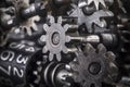 Metal gears and cogs mechanism with numbers Royalty Free Stock Photo