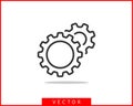 Metal gears and cogs vector. Gear icon flat design. Mechanism wheels logo. Cogwheel concept template Royalty Free Stock Photo