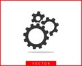 Metal gears and cogs vector. Gear icon flat design. Mechanism wheels logo. Cogwheel concept template