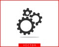 Metal gears and cogs vector. Gear icon flat design. Mechanism wheels logo. Cogwheel concept template