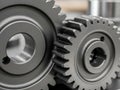 Interlocking Metal Gears: Close-up of Mechanical Transmission System Royalty Free Stock Photo