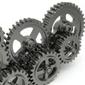 Metal gears meshed on a white background. Royalty Free Stock Photo