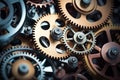 Metal gears wheels, pinion. Generative AI