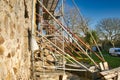 Metal girder extensive scaffolding providing platforms for stage structure support