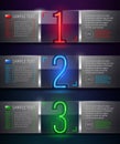 Metal and glass banners with neon numbers Royalty Free Stock Photo