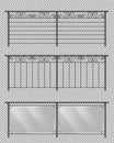 Metal and glass handrails realistic vector set