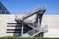 Metal and glass stairs in the building, modern style