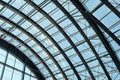 Metal and glass structures of the clerestory ceiling Royalty Free Stock Photo