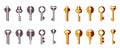 Metal gold silver keys vector icon set Royalty Free Stock Photo