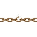 Metal golden broken chain 3D. Freedom concept Royalty Free Stock Photo