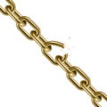 Metal golden broken chain 3D. Freedom concept