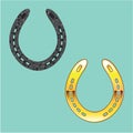 Metal and Golden Horseshoes Vector