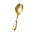 Metal, golden spoon isolated on transparent white background