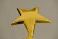Metal golden star in blurred grey background
