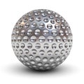 Metal golf ball over white background with reflection and shadow Royalty Free Stock Photo