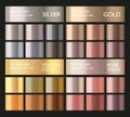 Metal gradient set. Metallic gold color. Silver, chrome, bronze colorful palette collection.