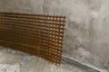 Metal grate for framework at construction site Royalty Free Stock Photo