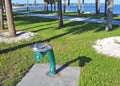 Metal green public water fountain Royalty Free Stock Photo