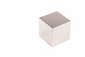 Metal grey cube on a white background
