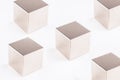 Metal grey cubes on a white background