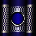 Metal grille on blue background