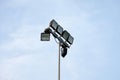 Metal halide lights on poles trust Royalty Free Stock Photo