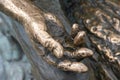 metal hand open and ready to help or receive. Gesture hand hand of statue outstretched for salvation