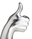 Metal hand showing thumbs up gesture