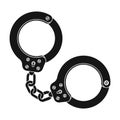 Metal handcuffs for detaining criminals. Outfit of a policeman.Prison single icon in black style vector symbol stock