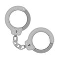 Metal handcuffs for detaining criminals. Outfit of a policeman. Prison single icon in monochrome style vector symbol