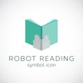 Metal Hands With Book Template Robot Reading