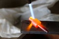 Metal hardening with gas cutting torch Royalty Free Stock Photo