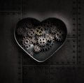 Metal heart with gears and cogs 3d illustration Royalty Free Stock Photo