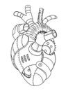 Metal heart coloring book vector illustration