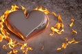 Metal heart and fire. AI generative Royalty Free Stock Photo