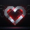 Metal heart with red light effect Royalty Free Stock Photo