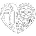 The metal heart of the robot. Vector coloring in steampunk style Royalty Free Stock Photo