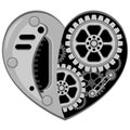 The metal heart of the robot. Vector illustration in steampunk style Royalty Free Stock Photo