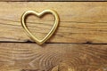 metal hearts in old wooden background
